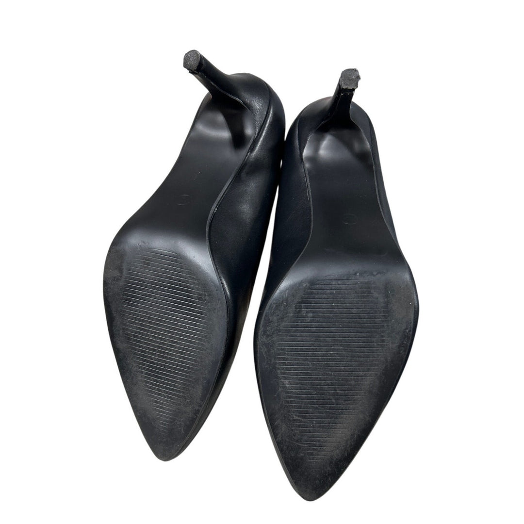 IDIFU Womens Size 7.5 Black 3" Stiletto Heel PU Leather Closed Pointed Toe Shoes