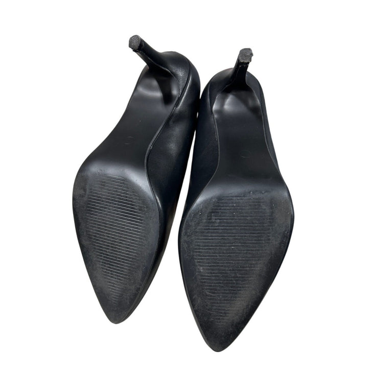 IDIFU Womens Size 7.5 Black 3" Stiletto Heel PU Leather Closed Pointed Toe Shoes