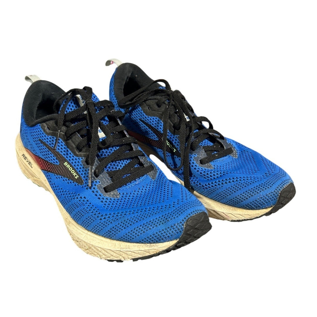 Brooks Revel Mens 10 Blue Black Mesh Lace Up Athletic Sneaker Shoes Good Cond