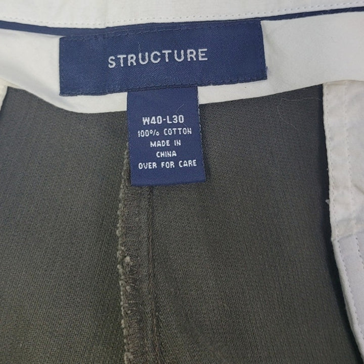 Structure Mens 40X30 Olive Green 100% Cotton Multi Pocket Corduroy Crosby Pants