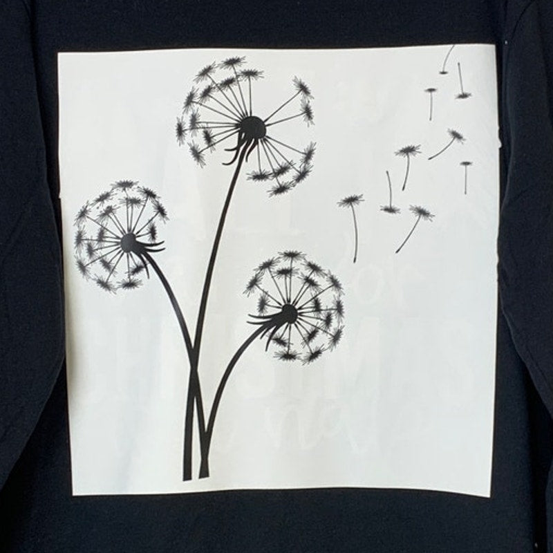 New Upcycled Hand Printed Womens Large Dandelion Wish Long Sleeve Sweatshirt