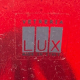 Vintage Vetreria LUX Made In Italy Red Glass Flower Glitter Leaf Candle Holder