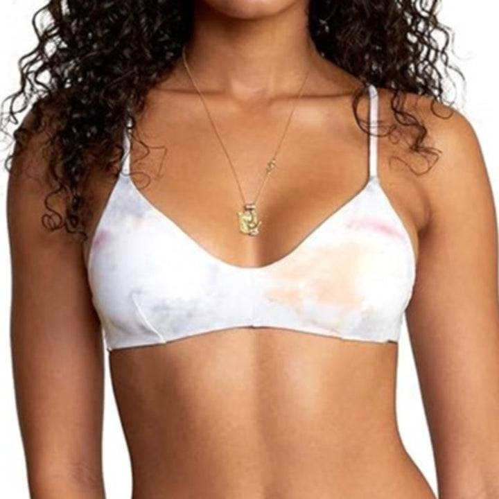 NWT New RVCA Womens Large Standard Cross Back Tie Swimsuit Bikini Top ONLY