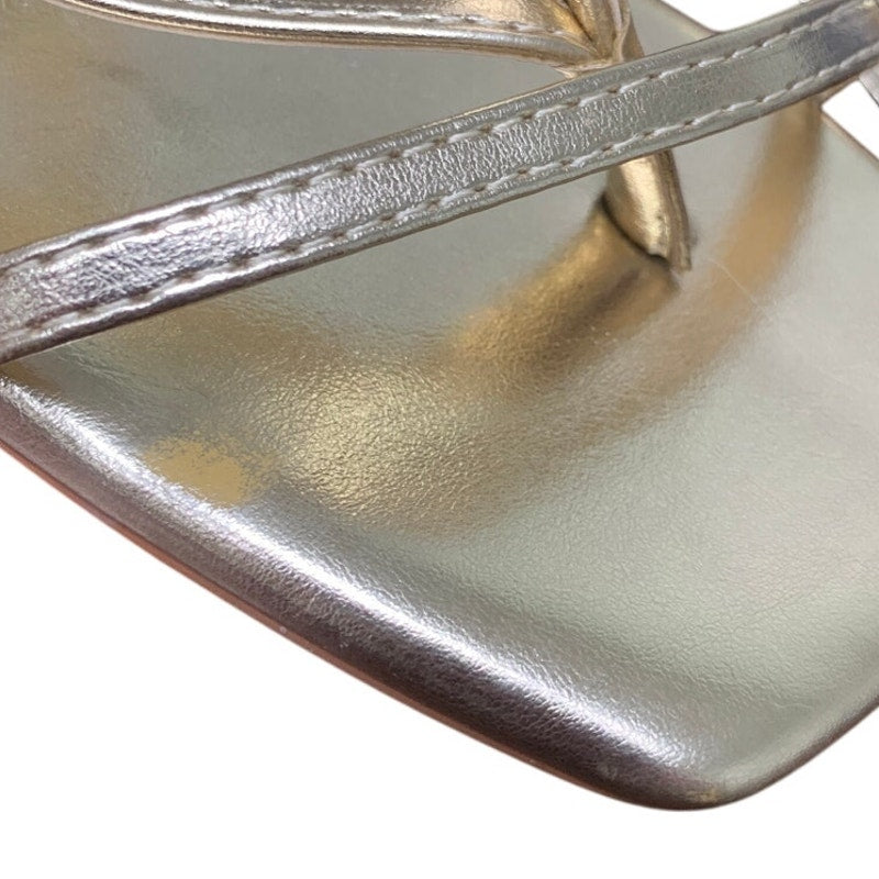 Dream Pairs Womens Size 7.5 Gold Open Toe Thong 3" Heel Ankle Strap Sandal Shoes