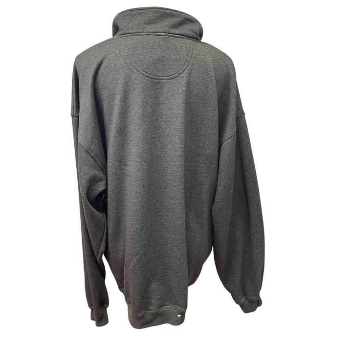 Hand Printed Upcycled Mens 2XL Blue Jay Bird Soft 1/4 Zip Pullover Sweatshirt