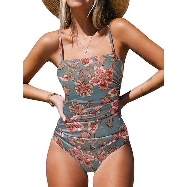 NWT New Cupshe Womens Large Floral Cutout Back Tummy Control One Piece Swimsuit