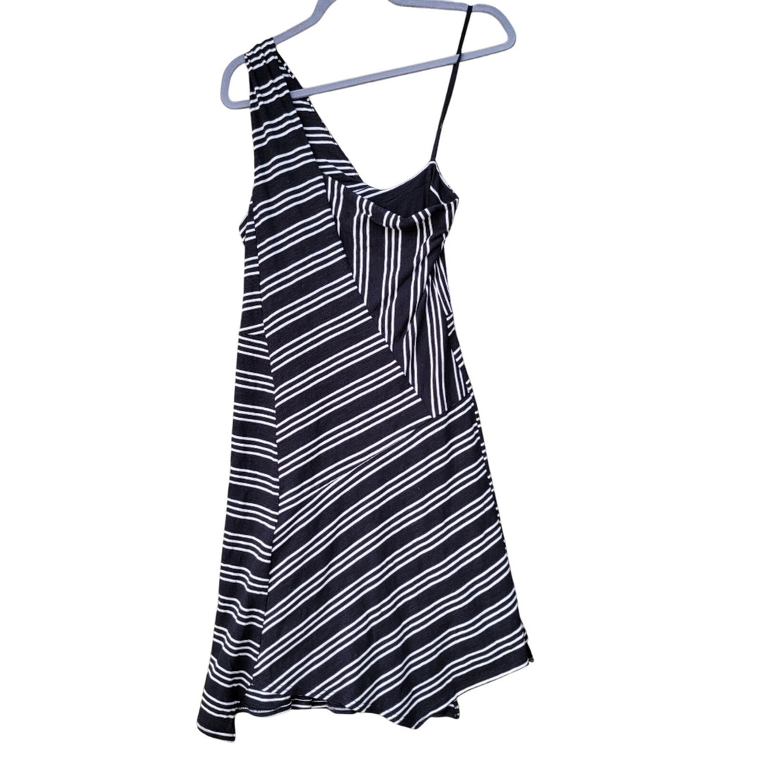 New Anthropologie Maeve Womens Medium Striped One Shoulder Asymmetrical Dress