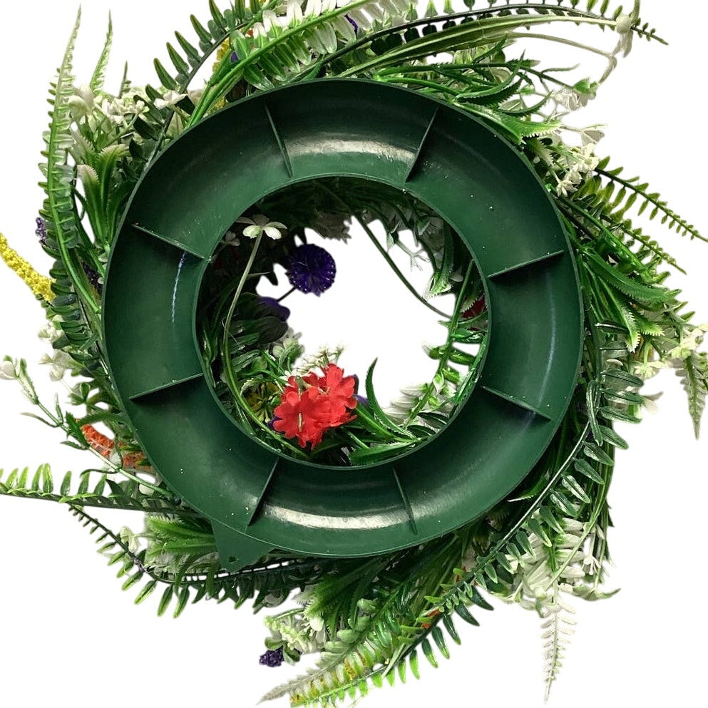 New Faux Plastic Floral Round Door 11" Wreath or Pillar Candle Ring Home Decor