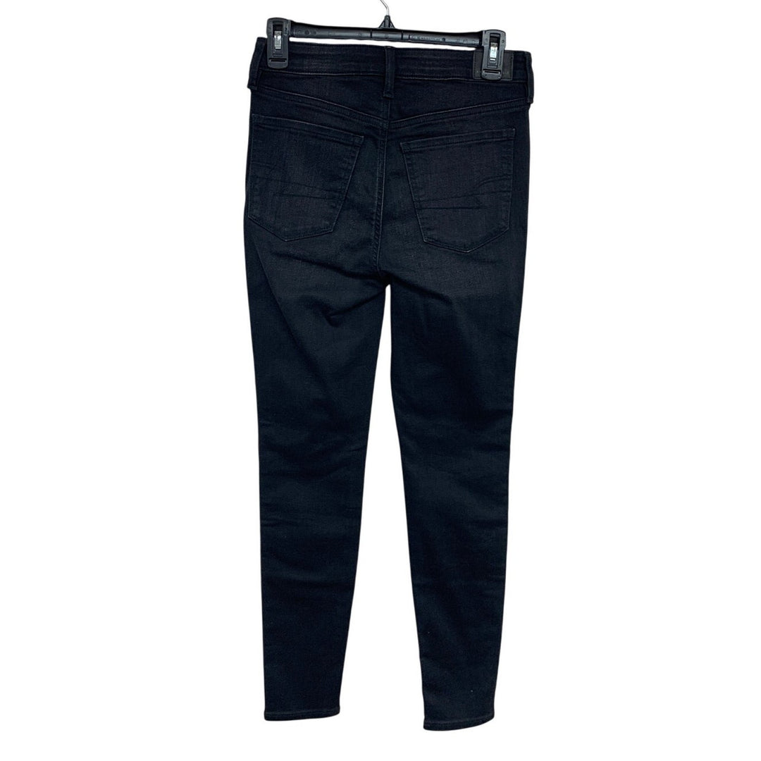 New American Eagle Womens Size 4 Black High Rise Distressed Knees Denim Jeggings