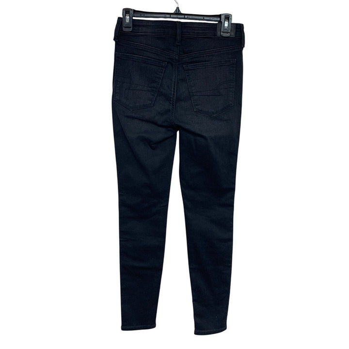 New American Eagle Womens Size 4 Black High Rise Distressed Knees Denim Jeggings