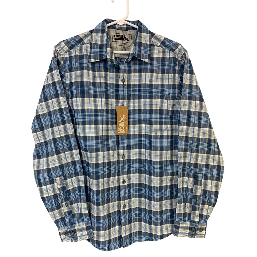 New Mens Small Island Blue Long Sleeve Pack It Seersucker 2.0 Button Up Shirt