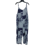 Womens 2XL Navy 100% Cotton Bandana Floral Sleeveless Thin Strap Jumpsuit