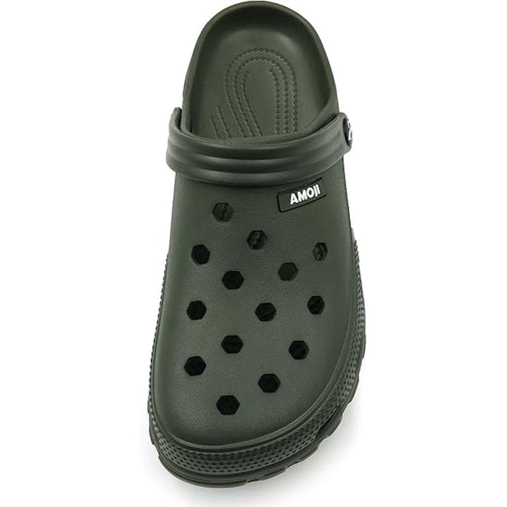 Amoji Mens Size 6 Army Green Clogs Round Toe Sandal Garden Water Shoes