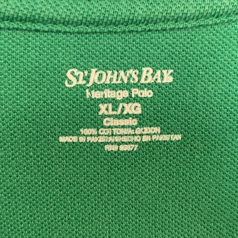 Lot of 2 St Johns Bay Mens XL Classic Cotton Stripe Short Sleeve Polo Shirts EUC