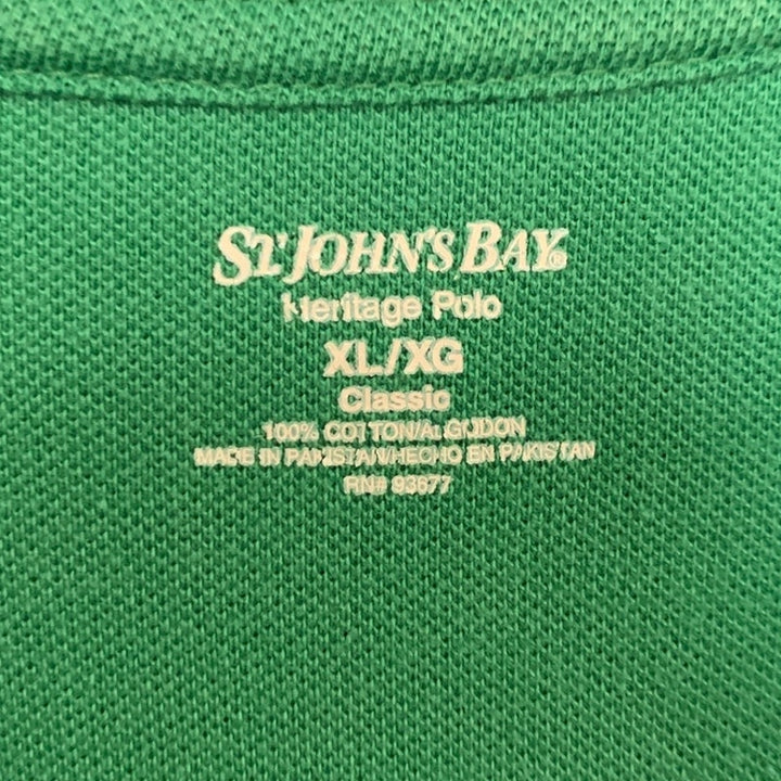 Lot of 2 St Johns Bay Mens XL Classic Cotton Stripe Short Sleeve Polo Shirts EUC