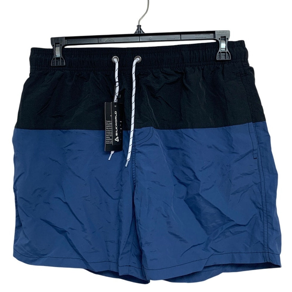 NWT New Silkworld Mens XL Color Block Drawstring Waist Lined Swim Shorts