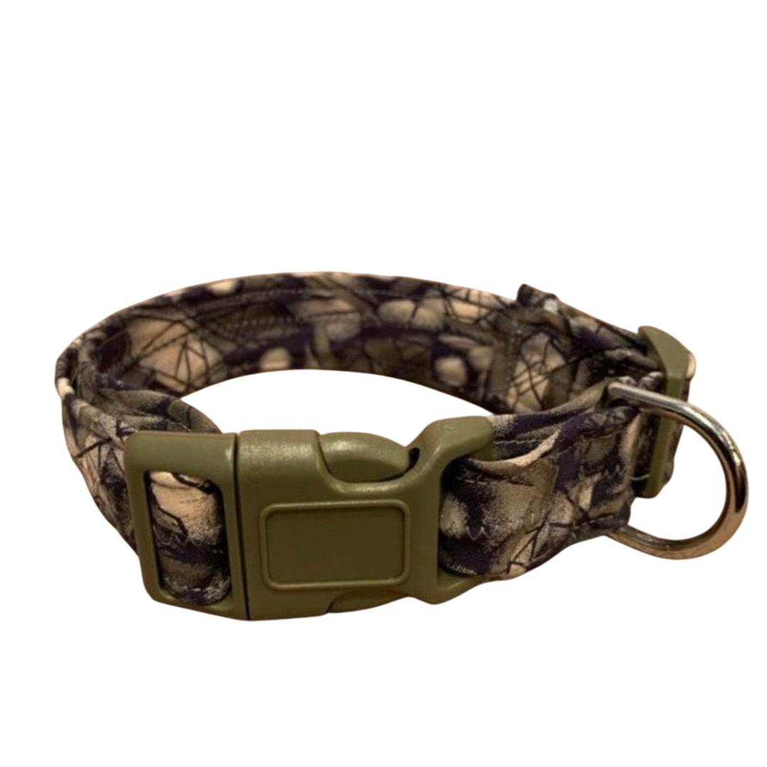 New Handmade Adjustable Upcycled Neck Tie Olive Camoflage Dog Collar
