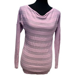 New The Limited Small 100% Cotton Long Sleeve Scoop Neck Lavender Stripe Sweater