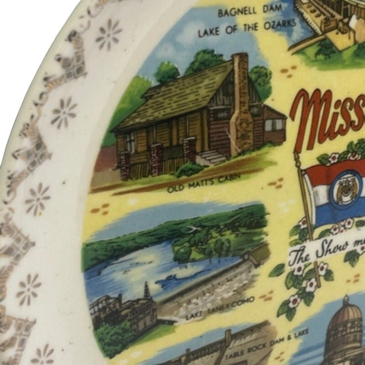Vintage Missouri The Show Me State Floral Rim Ceramic Collector Plate