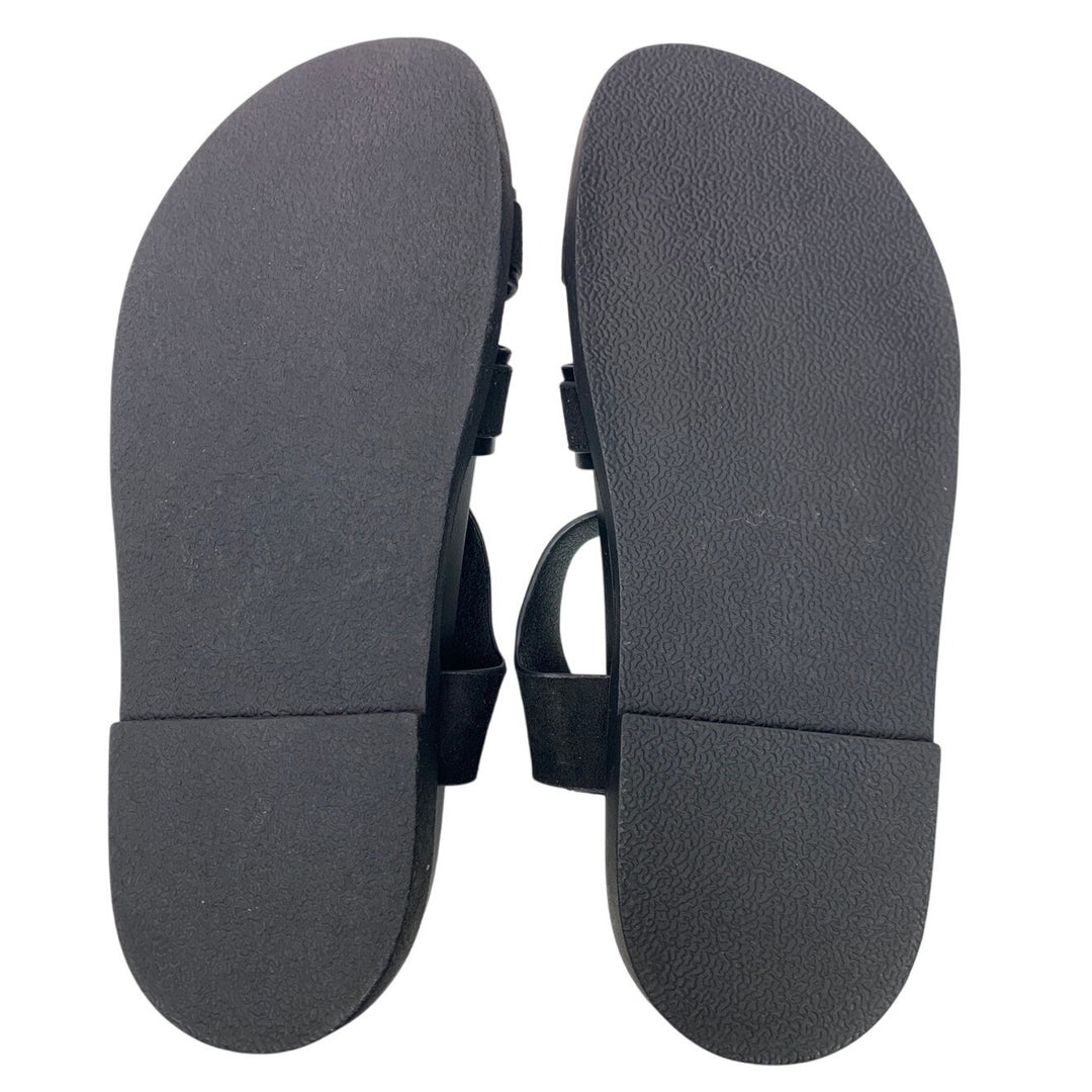 New American Eagle Womens US Size 8 Black Faux Leather Suede Flat Sandals