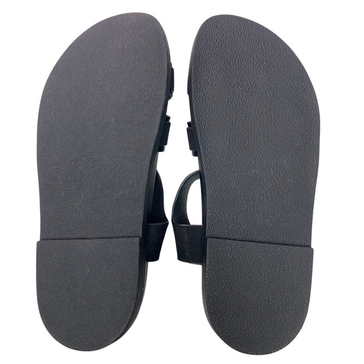 New American Eagle Womens US Size 8 Black Faux Leather Suede Flat Sandals