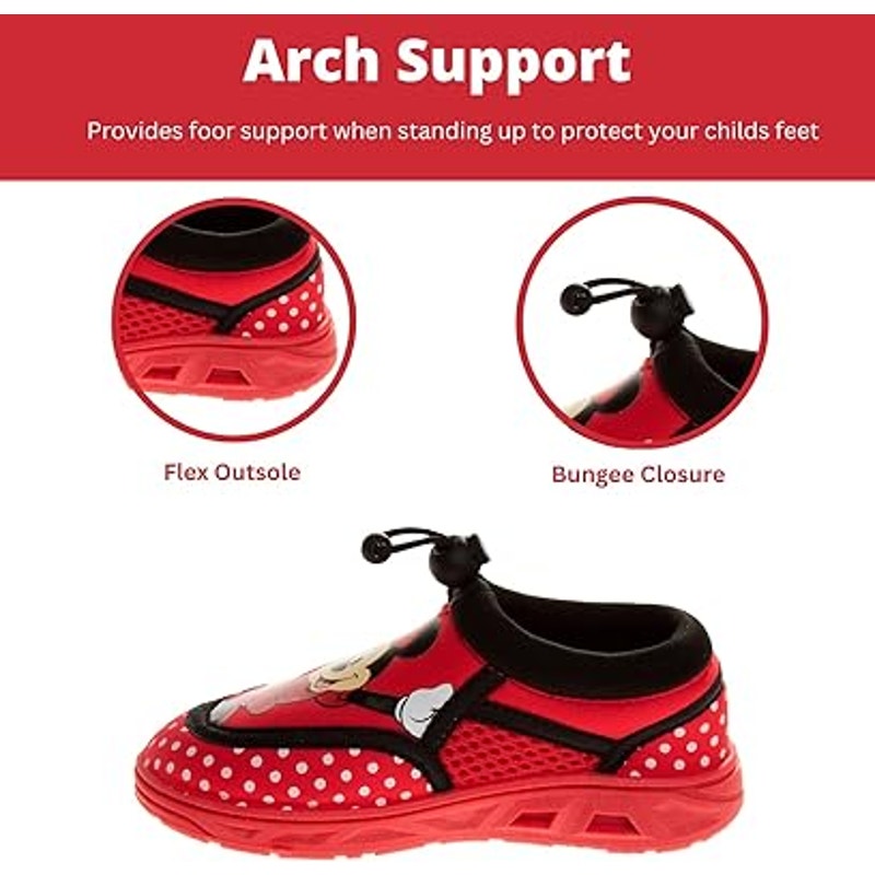 Disney Baby Girls 7-8 Toddler Red Minnie Mouse Water Sandal Bungee Closure Shoes