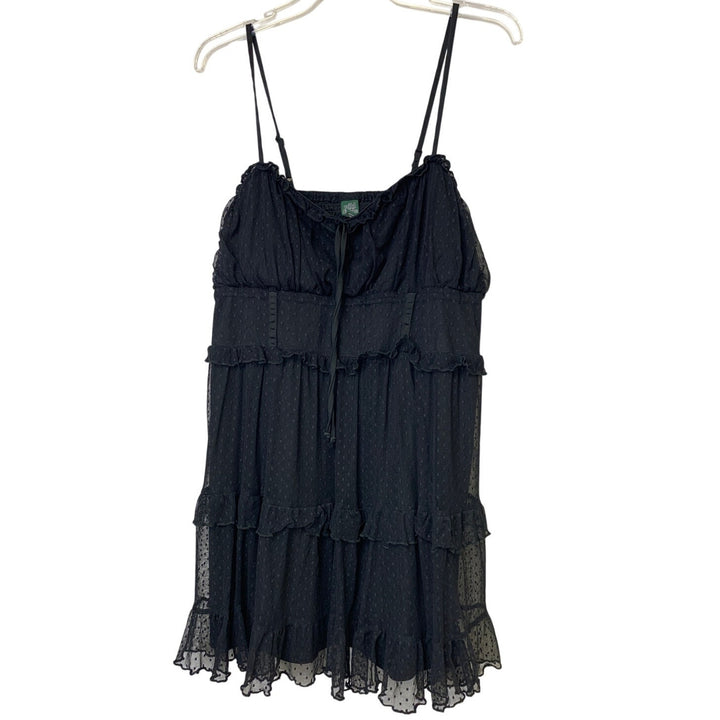 Wild Fable Womens XXL Black Sleeveless Thin Strap Padded Layered Babydoll Dress