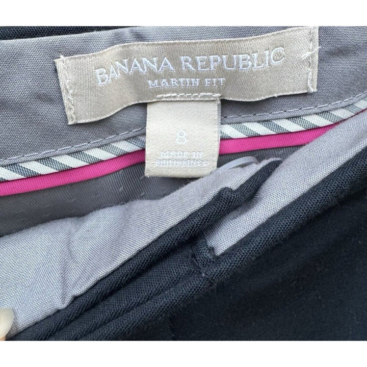 Banana Republic Womens Size 8 Black Cotton Blend Martin Fit Flat Front Pants