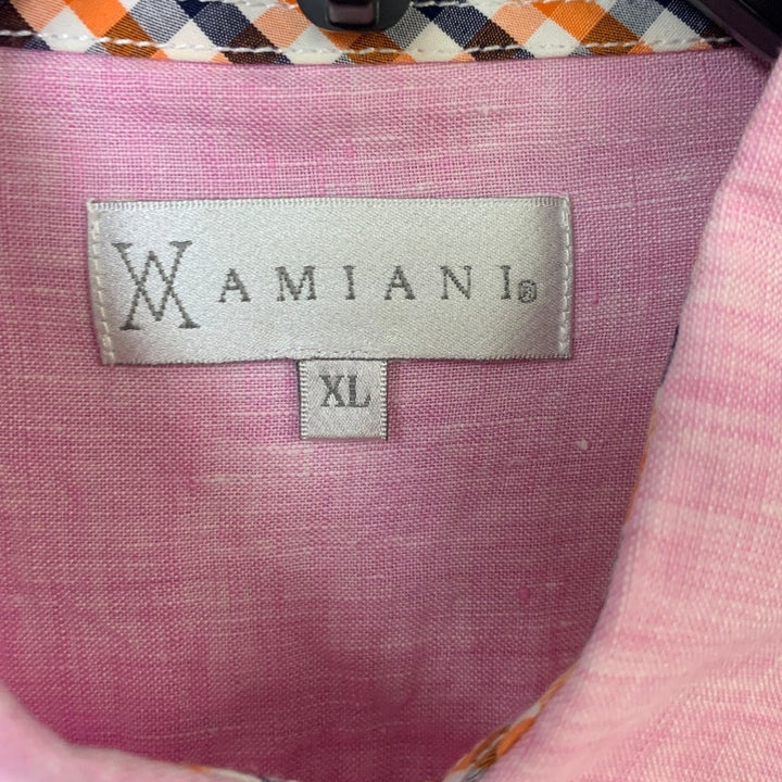 Lot of 2 Bohio Wamaini Mens XL 100% Linen Plaid Short Sleeve Button Up Shirts
