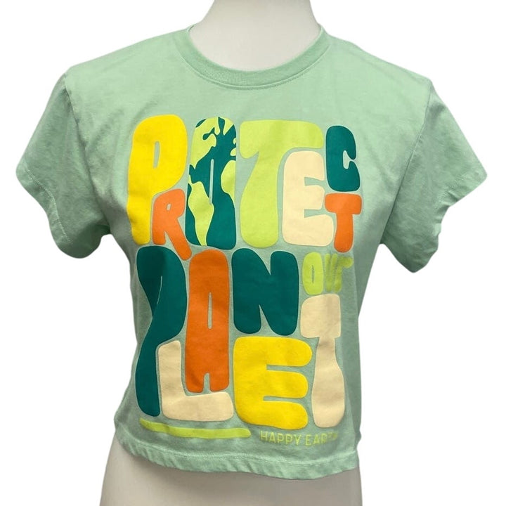 Happy Earth Kids XL Protect Planet Earth Short Sleeve Cotton Blend Crew Neck Tee
