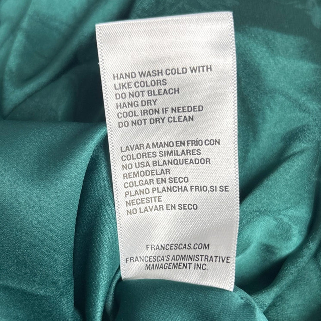 New Francescas Womens Large Emerald Green Jacquard Strappy Mini Bubble Dress
