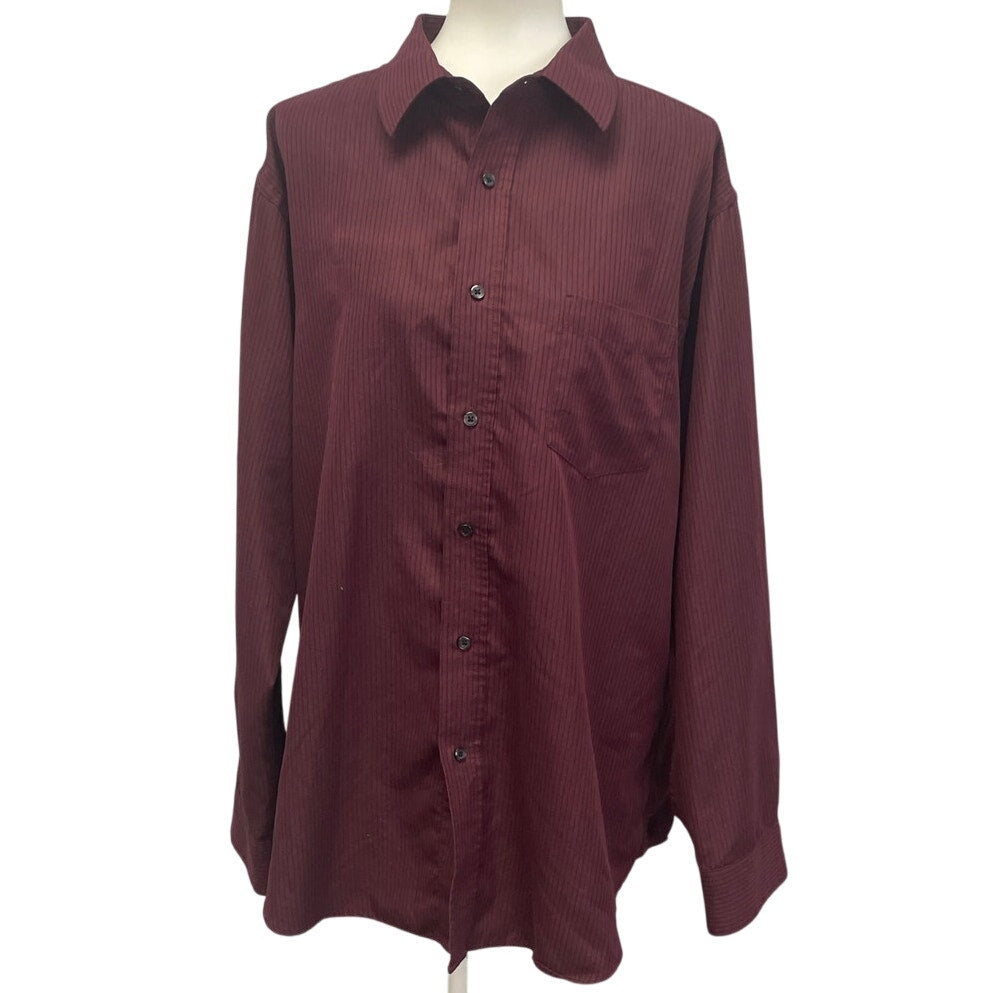 Croft &amp; Borrow Mens XL 100% Polyester Long Sleeve Pin Striped Button Up Shirt