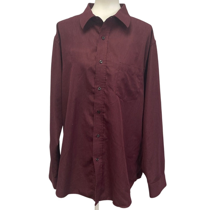 Croft &amp; Borrow Mens XL 100% Polyester Long Sleeve Pin Striped Button Up Shirt