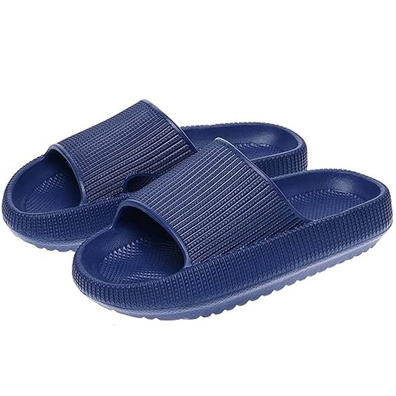 New Rosyclo Toddler Kids Size 6 Navy Blue Slide On Flip Flop Wide Band Sandals
