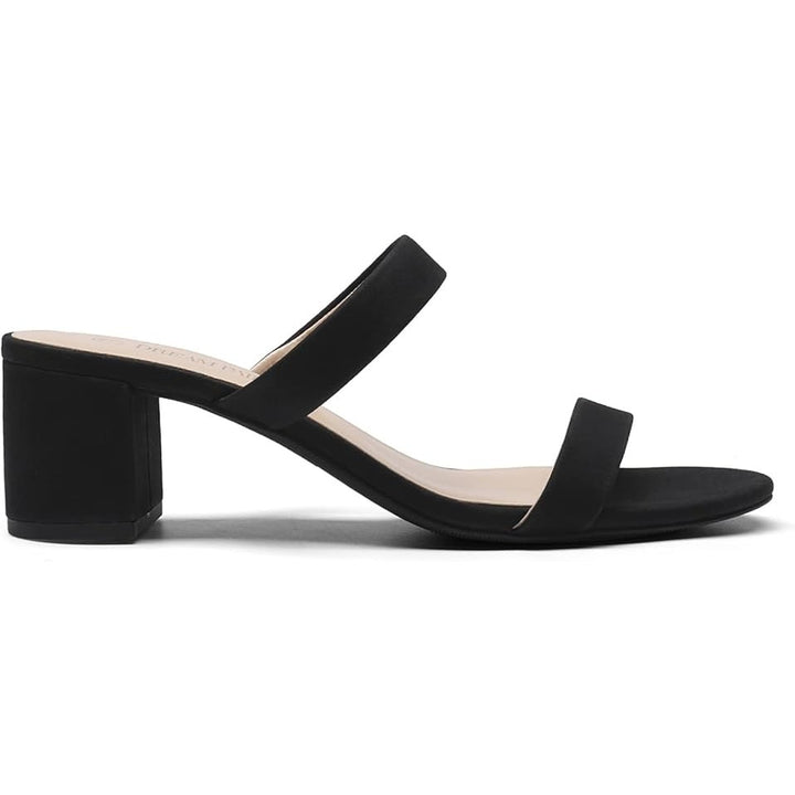 Dream Pairs Womens Size 9 Black 2-Strap Open Toe Block Chunky 2" Heels Sandals