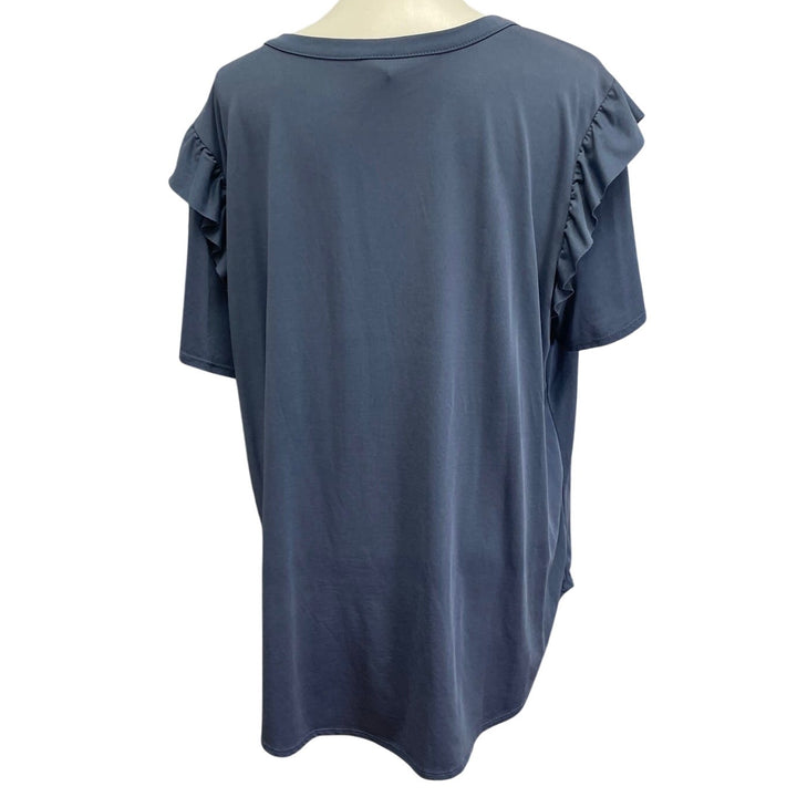 Terra &amp; Sky Womens Plus Size 2X Short Ruffled Sleeve Flowy Keyhole Top Blouse