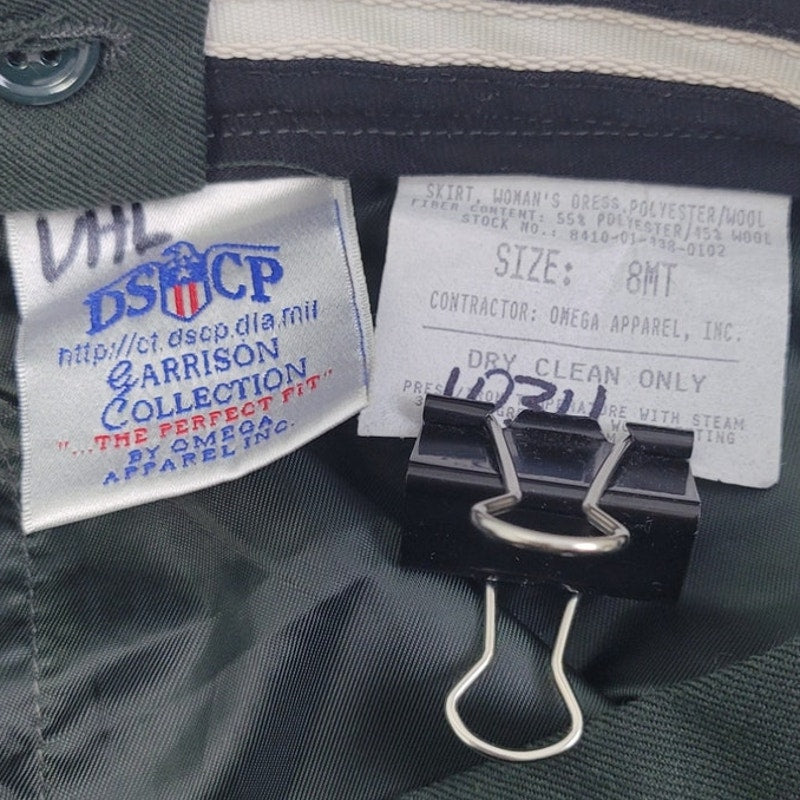 DSCP Omega Apparel Womens Size 8MT Olive Green Polyester Wool Pencil Skirt