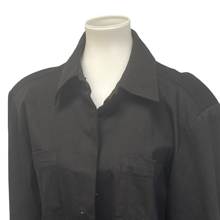 Merona Womens Large Cotton Blend Lined Button Up Padded Shoulder Jacket