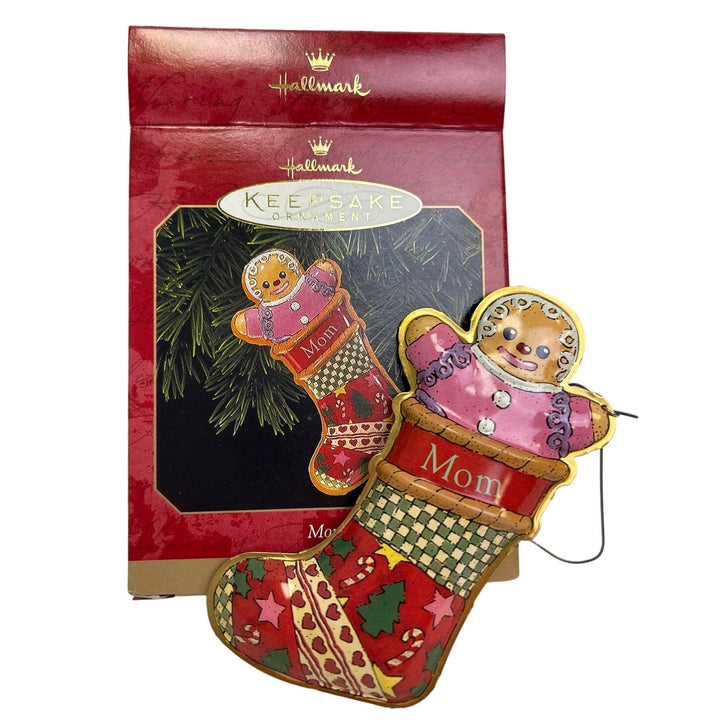 Vintage 1999 Hallmark Keepsake Ornament Mom Hollow Metal Gingerbread In Stocking