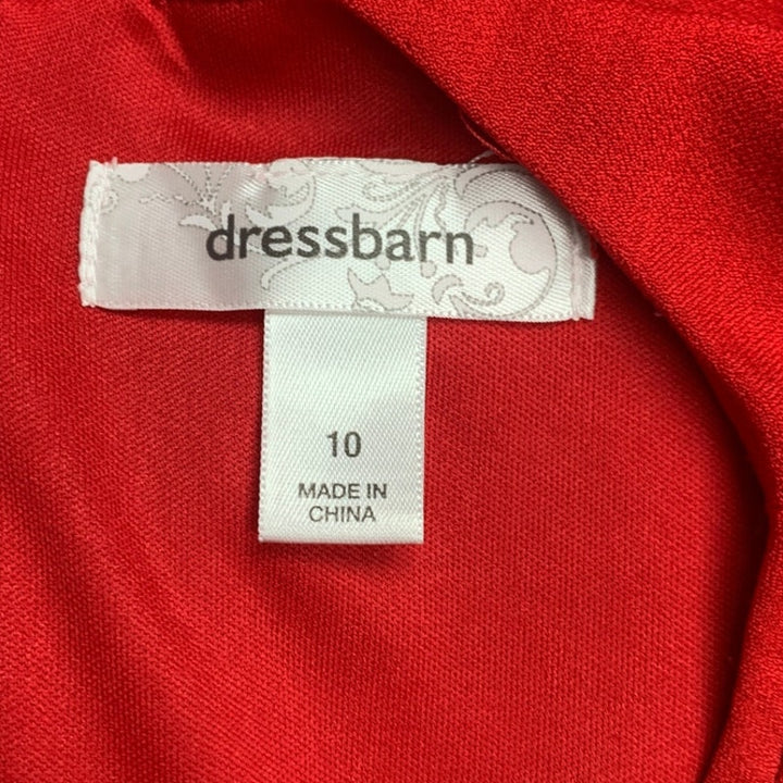 DressBarn Womens Size 10 Gold Bangle Necklace Red Career Sleeveless Sheath Dress