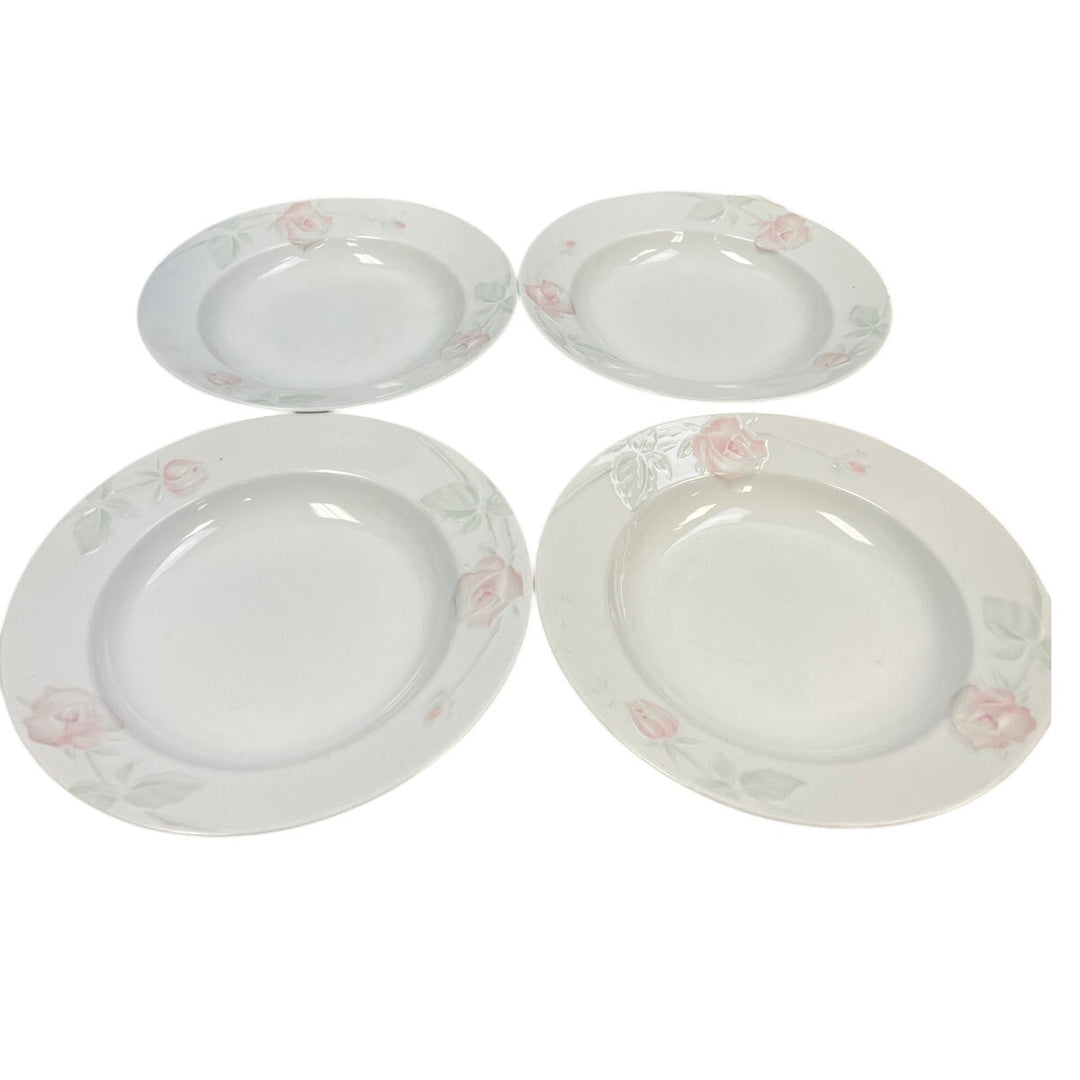 Set of 4 Home Beautiful Rose Blush Fine China 8.5" Shallow Bowls Made in Japan