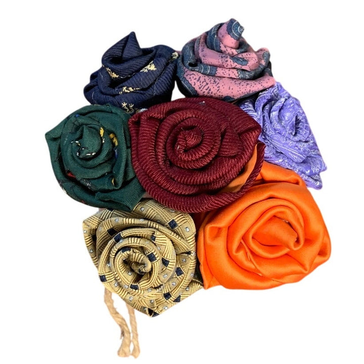 Handmade Upcycled Valentines Day Rainbow Necktie Flower Bouquet Glass Vase Gift