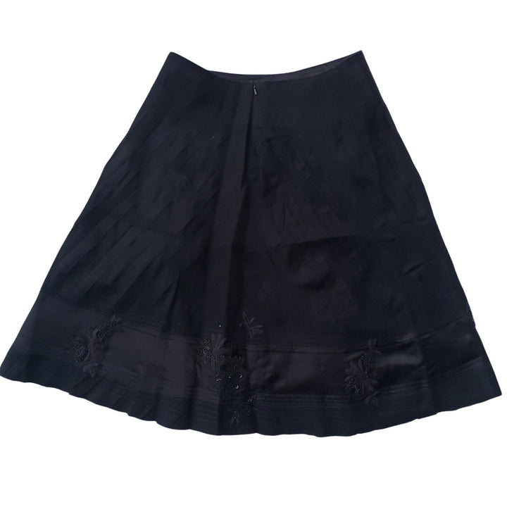 Banana Republic Womens Small Black Wool Blend Floral Beaded Lined Side Zip Skirt