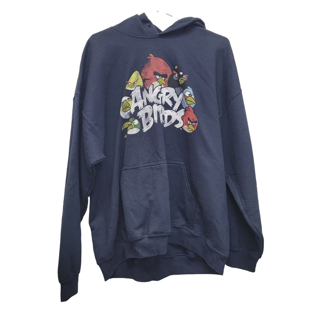 Angry Birds Mens XL Navy Blue PolyCotton Long Sleeve Hooded Sweatshirt Hoodie