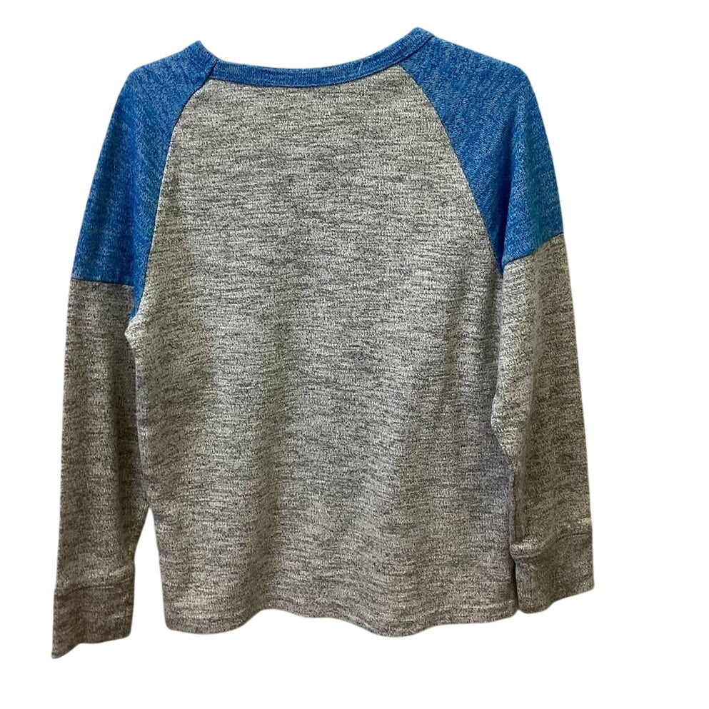 Hand Printed Upcycled Youth Small Dragonfly Long Sleeve Crew Neck Raglan Sweater