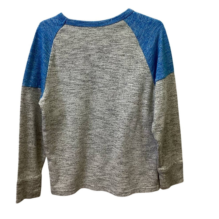 Hand Printed Upcycled Youth Small Dragonfly Long Sleeve Crew Neck Raglan Sweater