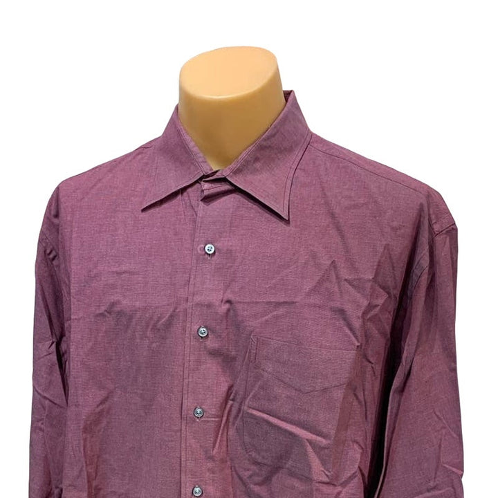 Tommy Hilfiger Mens XL 17.5 Long Sleeve 34/35 Wine Casual Button Down Shirt