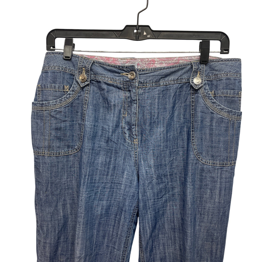 JMS Womens Size 18W 100% Cotton Roll Up Leg Lightweight Denim Blue Jeans