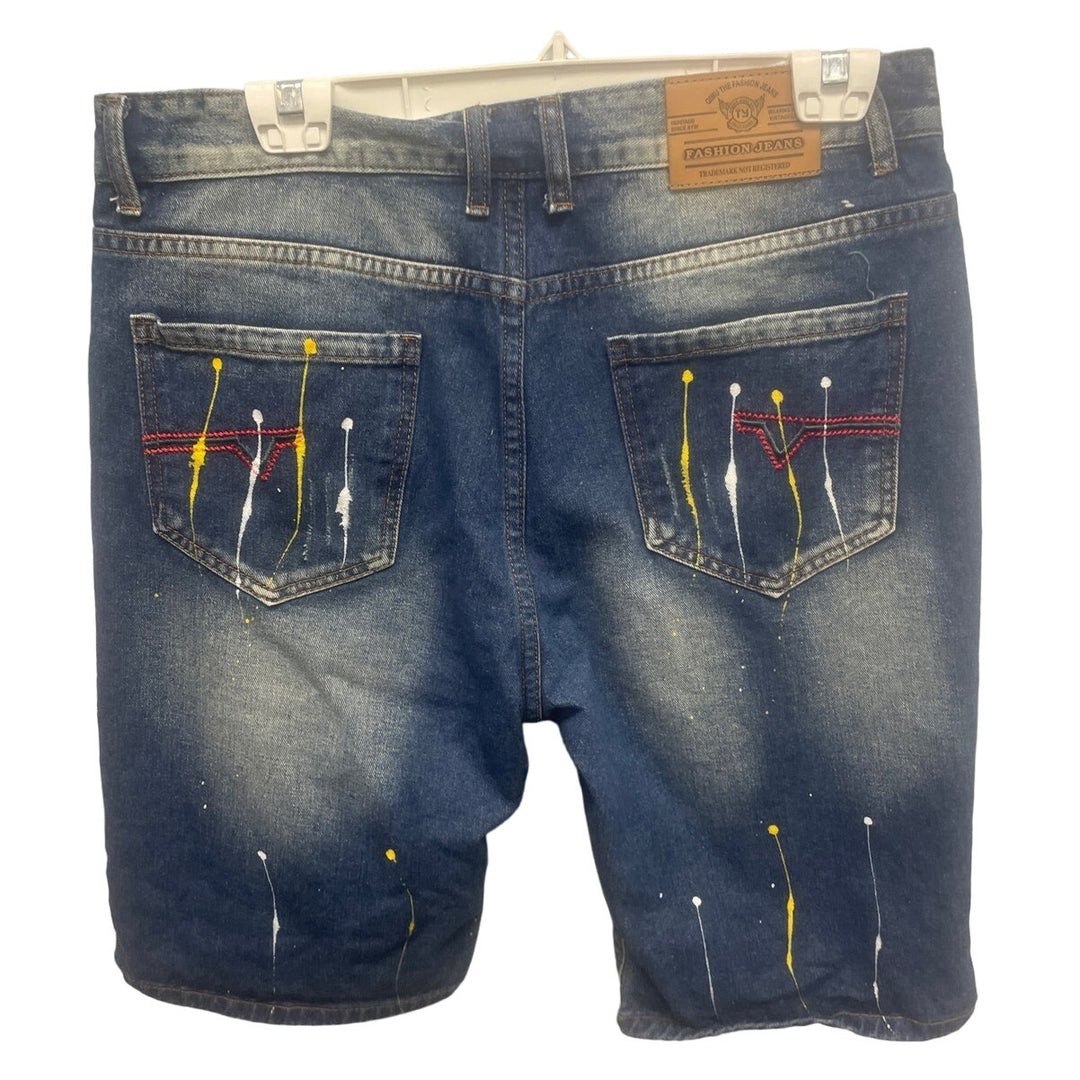 QIMU Fashion Jeans Womens XL Distressed Paint Spatter PolyCotton Jean Shorts