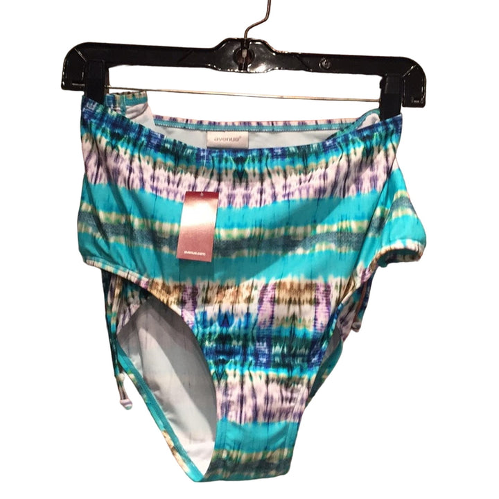 New Avenue Plus Size 24 Blue Swim Bikini Bottom Tummy Panel Hip Thigh Concealer